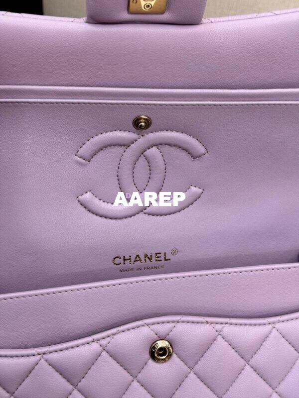 Replica Chanel CF 1112 Classic Flap Bag Qulited Lambskin with Light Gold Hardware in Lotus Pink 11
