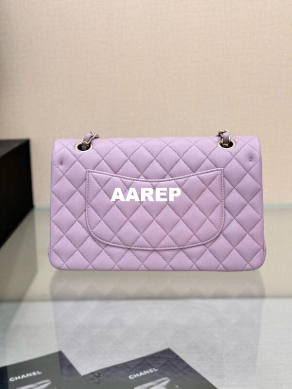Replica Chanel CF 1112 Classic Flap Bag Qulited Lambskin with Light Gold Hardware in Lotus Pink 14