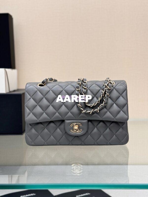 Replica Chanel CF 1112 Classic Flap Bag Qulited Lambskin with Light Gold Hardware in Luxe Grey 3