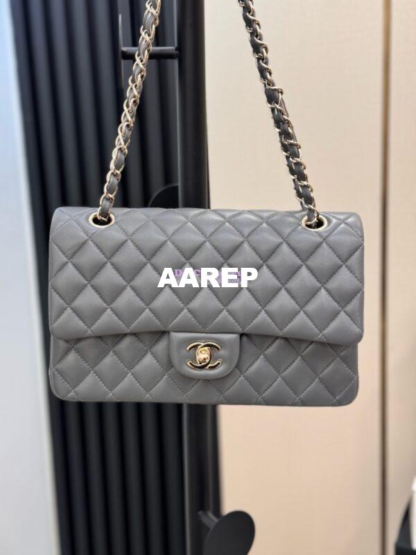 Replica Chanel CF 1112 Classic Flap Bag Qulited Lambskin with Light Gold Hardware in Luxe Grey 4