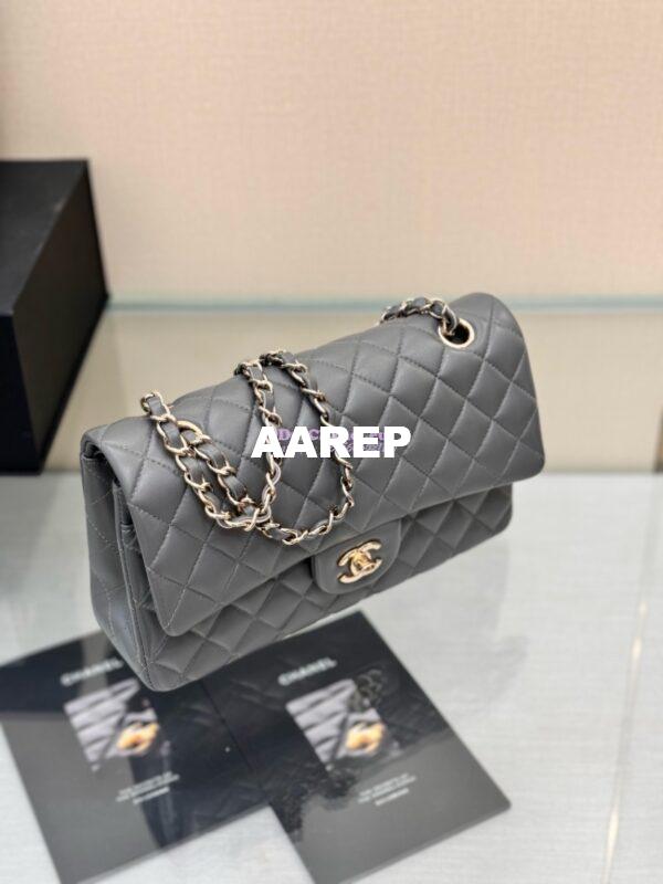 Replica Chanel CF 1112 Classic Flap Bag Qulited Lambskin with Light Gold Hardware in Luxe Grey 5