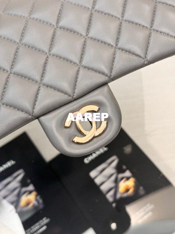 Replica Chanel CF 1112 Classic Flap Bag Qulited Lambskin with Light Gold Hardware in Luxe Grey 9