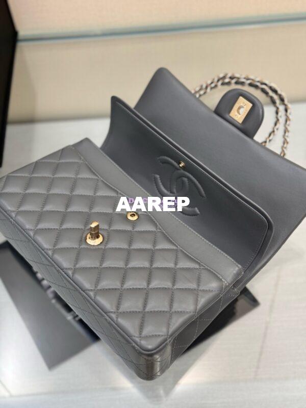 Replica Chanel CF 1112 Classic Flap Bag Qulited Lambskin with Light Gold Hardware in Luxe Grey 11