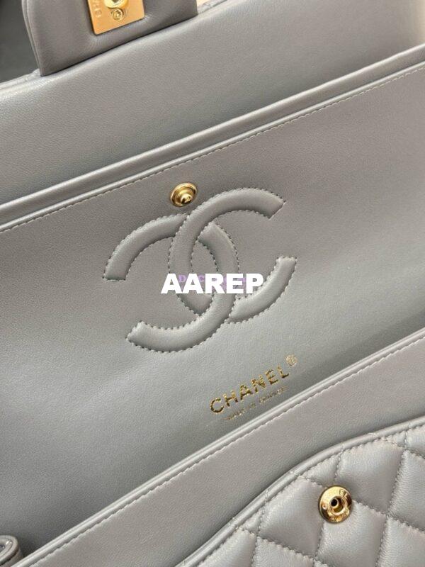 Replica Chanel CF 1112 Classic Flap Bag Qulited Lambskin with Light Gold Hardware in Luxe Grey 12