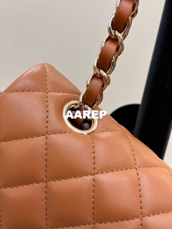 Replica Chanel CF 1112 Classic Flap Bag Qulited Lambskin with Light Gold Hardware in Caramel Brown 12