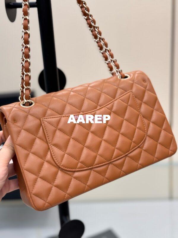 Replica Chanel CF 1112 Classic Flap Bag Qulited Lambskin with Light Gold Hardware in Caramel Brown 13