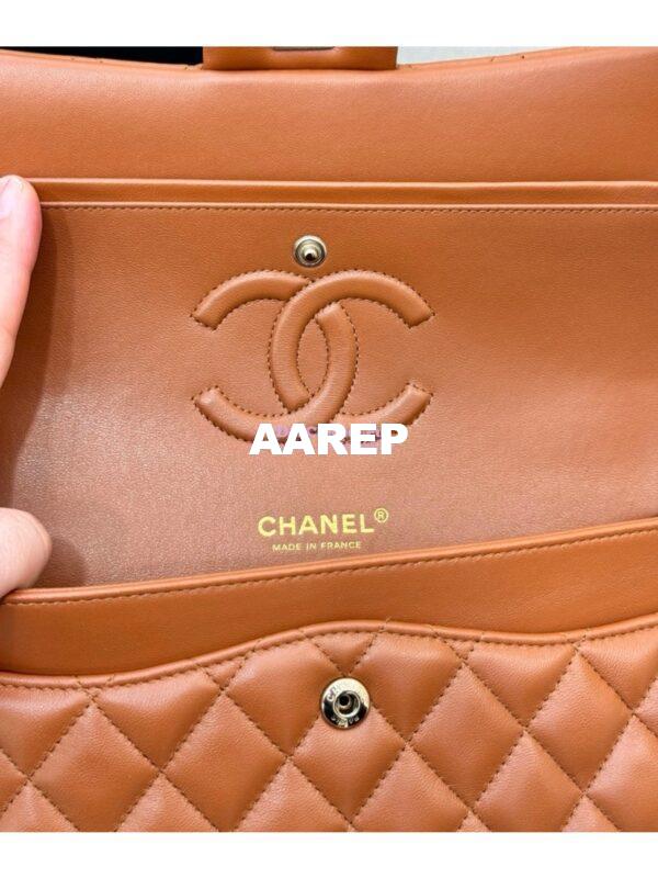 Replica Chanel CF 1112 Classic Flap Bag Qulited Lambskin with Light Gold Hardware in Caramel Brown 14