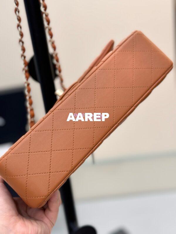 Replica Chanel CF 1112 Classic Flap Bag Qulited Lambskin with Light Gold Hardware in Caramel Brown 15