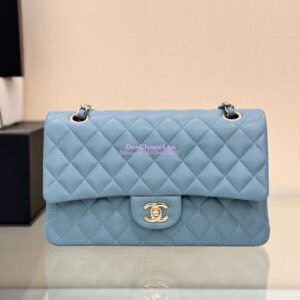 Replica Chanel CF 1112 Classic Flap Bag Qulited Lambskin with Light Gold Hardware in Ash Blue 2