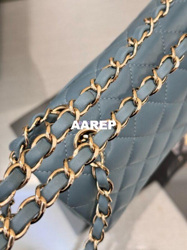 Replica Chanel CF 1112 Classic Flap Bag Qulited Lambskin with Light Gold Hardware in Ash Blue 7