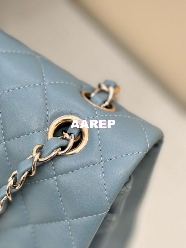 Replica Chanel CF 1112 Classic Flap Bag Qulited Lambskin with Light Gold Hardware in Ash Blue 8