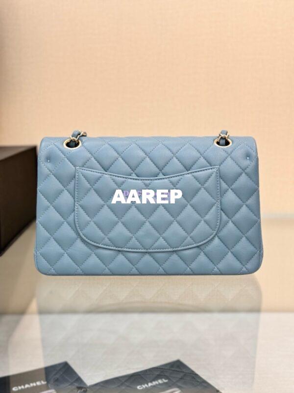 Replica Chanel CF 1112 Classic Flap Bag Qulited Lambskin with Light Gold Hardware in Ash Blue 12