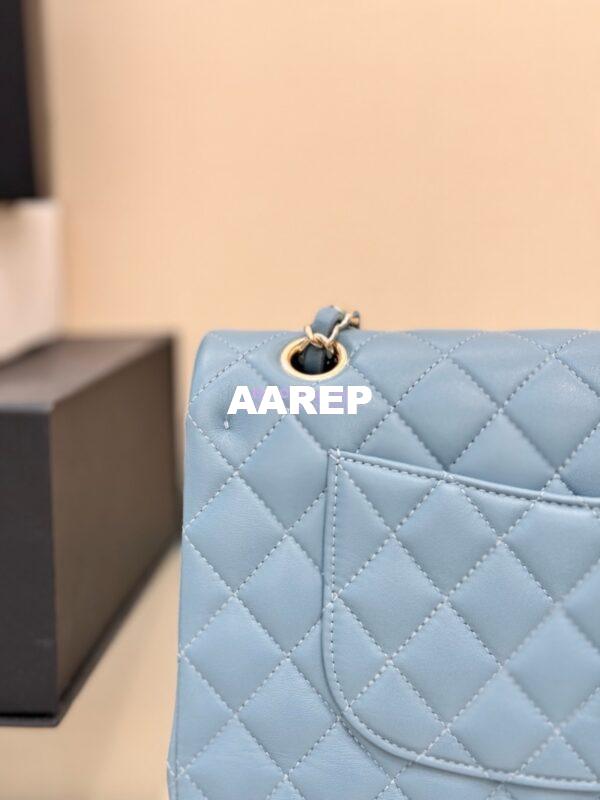Replica Chanel CF 1112 Classic Flap Bag Qulited Lambskin with Light Gold Hardware in Ash Blue 13