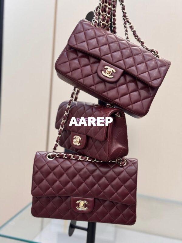Replica Chanel Small Classic Double Flap Bag 23cm Lambskin Dark Burgundy