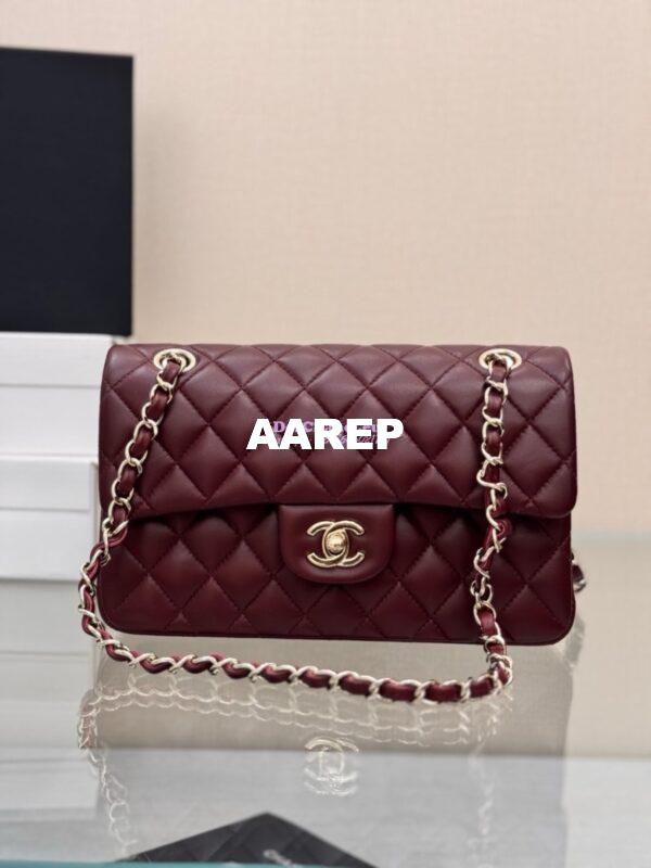 Replica Chanel Small Classic Double Flap Bag 23cm Lambskin Dark Burgundy 2