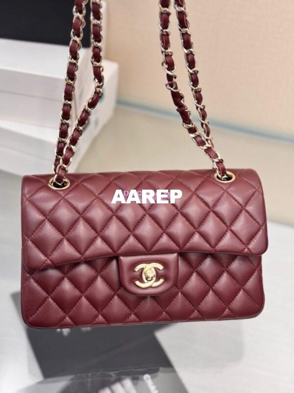 Replica Chanel Small Classic Double Flap Bag 23cm Lambskin Dark Burgundy 6