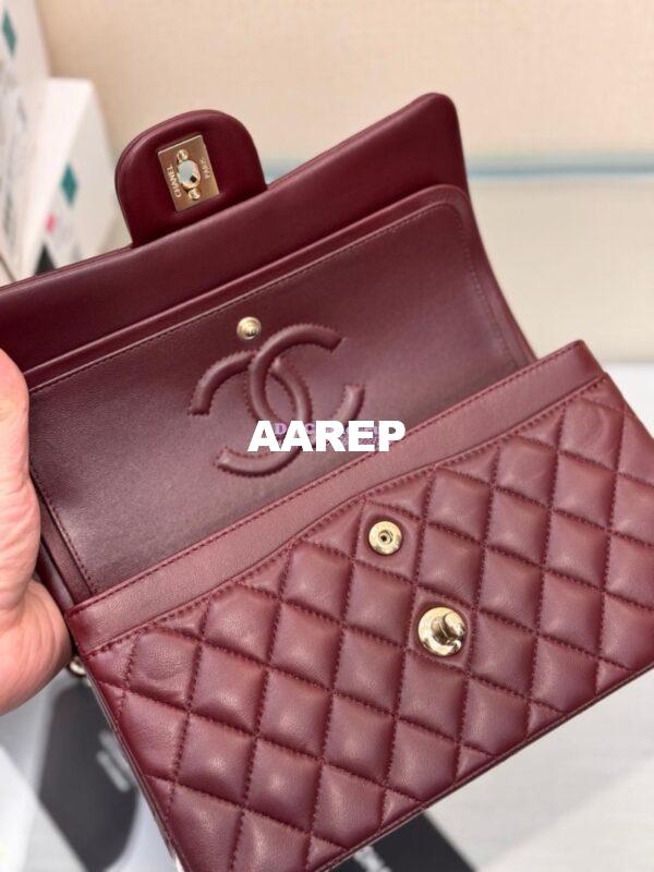 Replica Chanel Small Classic Double Flap Bag 23cm Lambskin Dark Burgundy 8