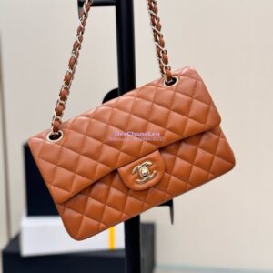 Replica Chanel Small Classic Double Flap Bag 23cm Lambskin Caramel Brown 2