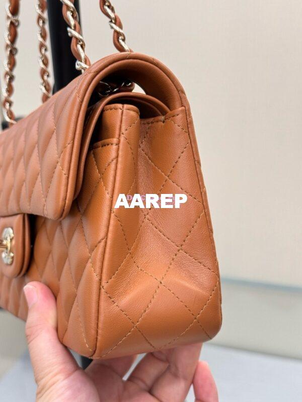 Replica Chanel Small Classic Double Flap Bag 23cm Lambskin Caramel Brown 7