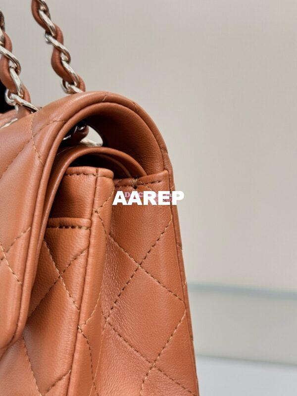 Replica Chanel Small Classic Double Flap Bag 23cm Lambskin Caramel Brown 8