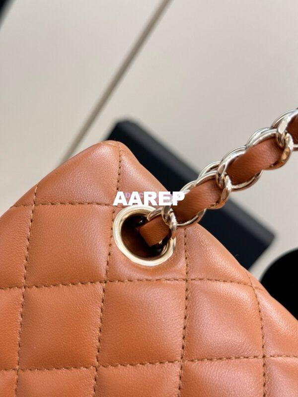 Replica Chanel Small Classic Double Flap Bag 23cm Lambskin Caramel Brown 9