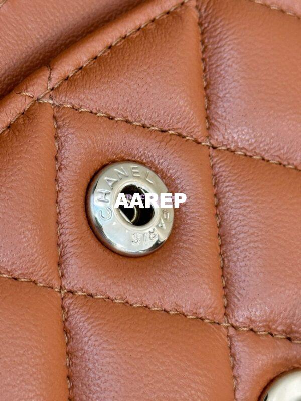 Replica Chanel Small Classic Double Flap Bag 23cm Lambskin Caramel Brown 11