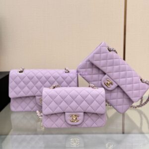 Replica Chanel Small Classic Flap CF Bag Lambskin Shining Light Gold Hardware 20cm in Lotus pink