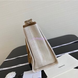 Replica Chanel Deauville Mixed Fibers Calfskin Shopping Bag A66943 Beige 2