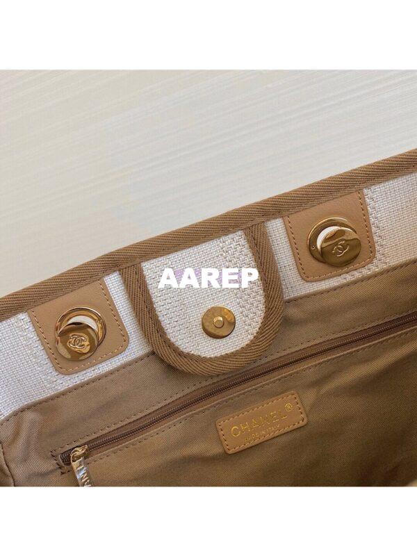 Replica Chanel Deauville Mixed Fibers Calfskin Shopping Bag A66943 Beige 8