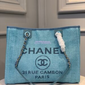 Replica Chanel Deauville Mixed Fibers Calfskin Shopping Bag A66943 Blue