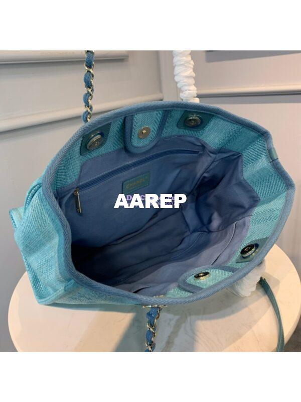 Replica Chanel Deauville Mixed Fibers Calfskin Shopping Bag A66943 Blue 10