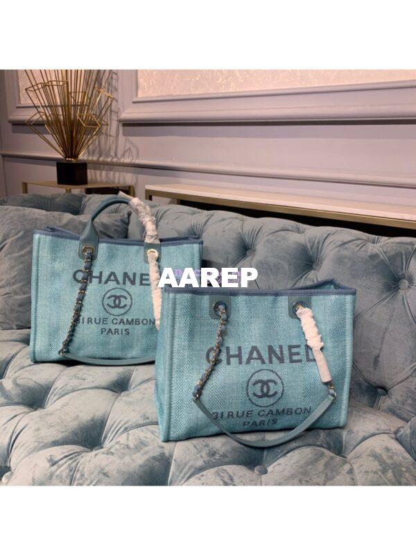 Replica Chanel Deauville Mixed Fibers Calfskin Shopping Bag A66943 Blue 11