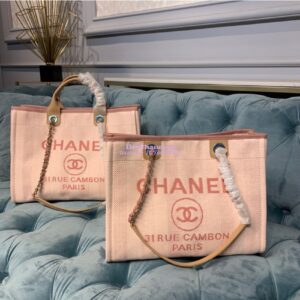 Replica Chanel Deauville Mixed Fibers Calfskin Shopping Bag A66943 Pink 2