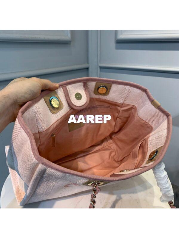 Replica Chanel Deauville Mixed Fibers Calfskin Shopping Bag A66943 Pink 13