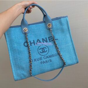 Replica Chanel Deauville Mixed Fibers Calfskin Shopping Bag A66941 Green 2