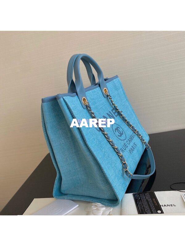 Replica Chanel Deauville Mixed Fibers Calfskin Shopping Bag A66941 Green 4