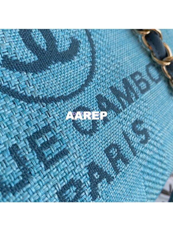 Replica Chanel Deauville Mixed Fibers Calfskin Shopping Bag A66941 Green 5