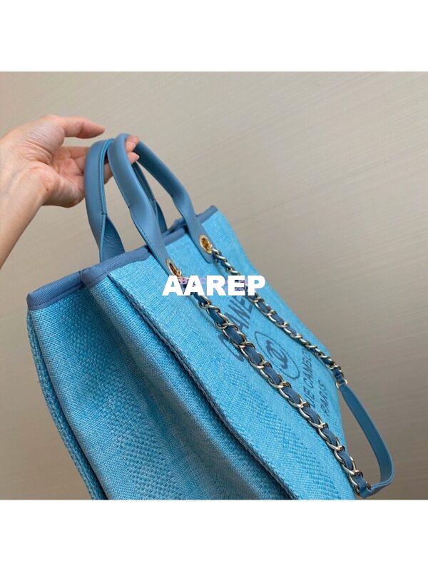 Replica Chanel Deauville Mixed Fibers Calfskin Shopping Bag A66941 Green 6