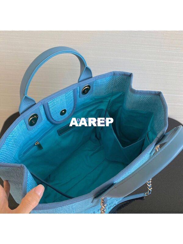 Replica Chanel Deauville Mixed Fibers Calfskin Shopping Bag A66941 Green 7
