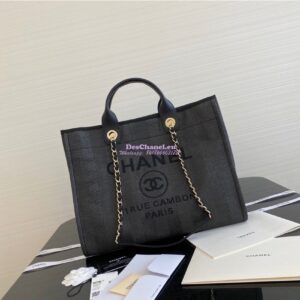 Replica Chanel Deauville Mixed Fibers Calfskin Shopping Bag A66941 Black