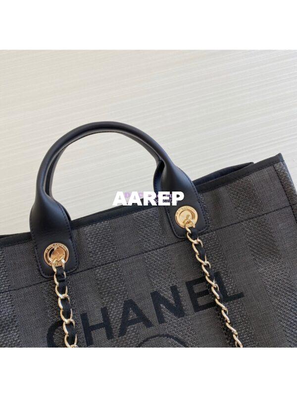 Replica Chanel Deauville Mixed Fibers Calfskin Shopping Bag A66941 Black 3