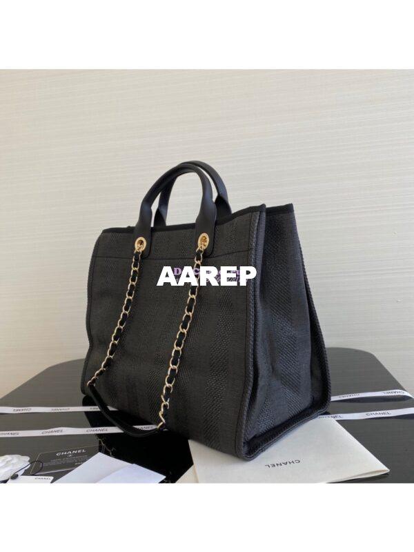 Replica Chanel Deauville Mixed Fibers Calfskin Shopping Bag A66941 Black 5