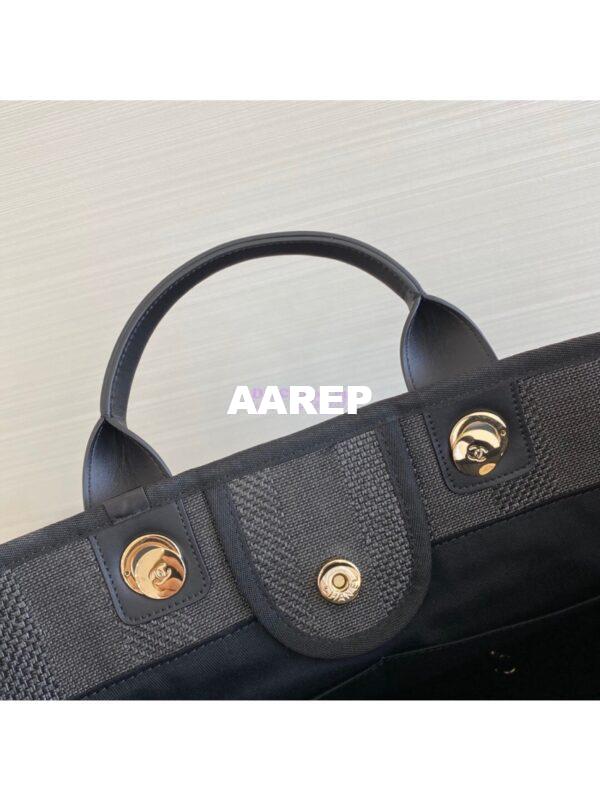 Replica Chanel Deauville Mixed Fibers Calfskin Shopping Bag A66941 Black 7