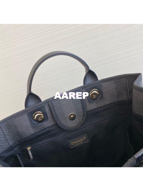 Replica Chanel Deauville Mixed Fibers Calfskin Shopping Bag A66941 Black 8