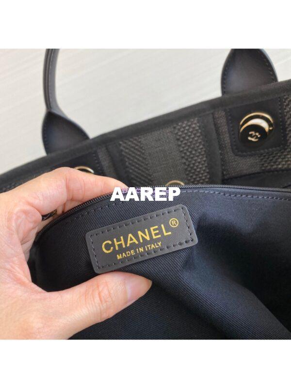 Replica Chanel Deauville Mixed Fibers Calfskin Shopping Bag A66941 Black 9