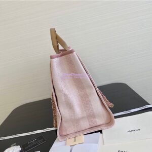 Replica Chanel Deauville Mixed Fibers Calfskin Shopping Bag A66941 Pink 2