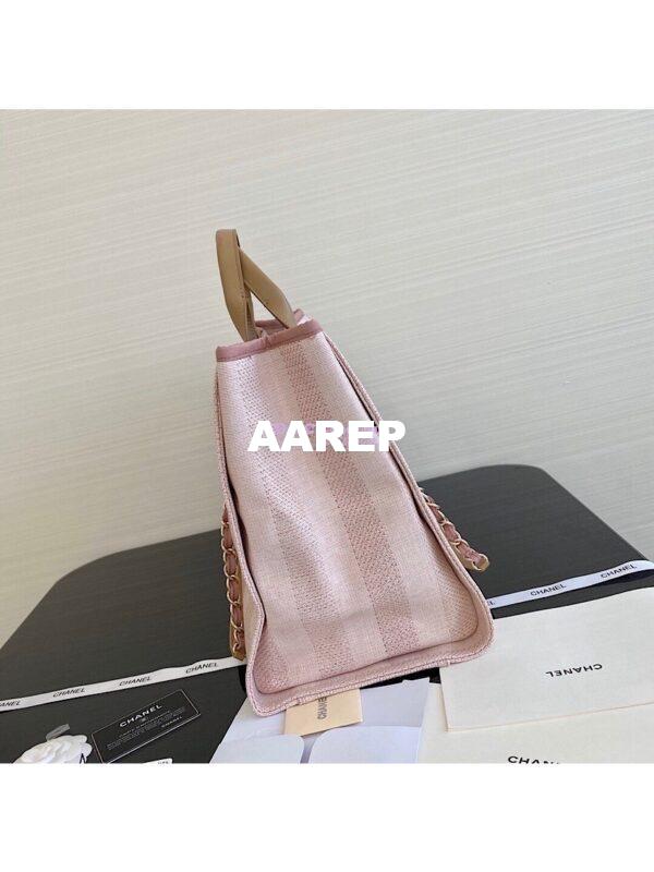 Replica Chanel Deauville Mixed Fibers Calfskin Shopping Bag A66941 Pink 4