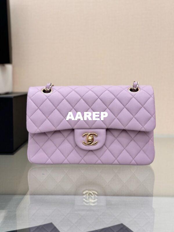 Replica Chanel Small Classic Double Flap Bag 23cm Lambskin Lotus Pink 3