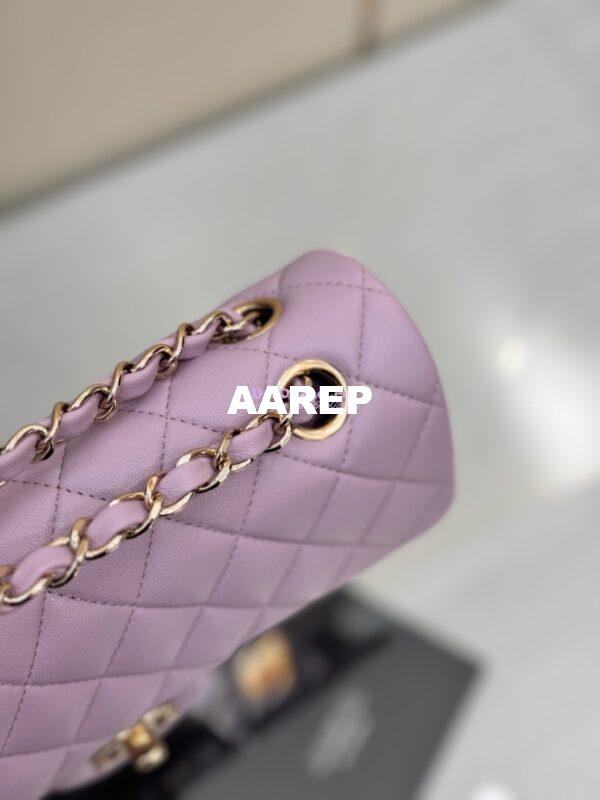 Replica Chanel Small Classic Double Flap Bag 23cm Lambskin Lotus Pink 6