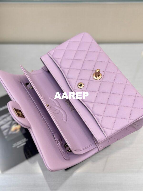 Replica Chanel Small Classic Double Flap Bag 23cm Lambskin Lotus Pink 7
